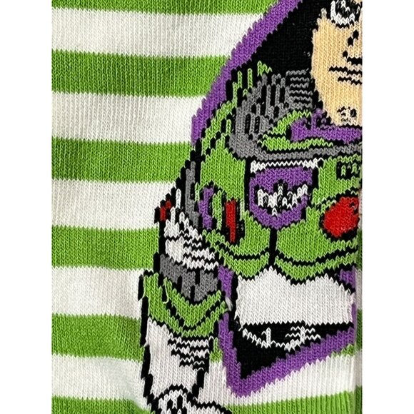 Green Space Ranger Crew Socks Cartoon Hero Striped Fun Size 9-13 - Picture 5 of 6